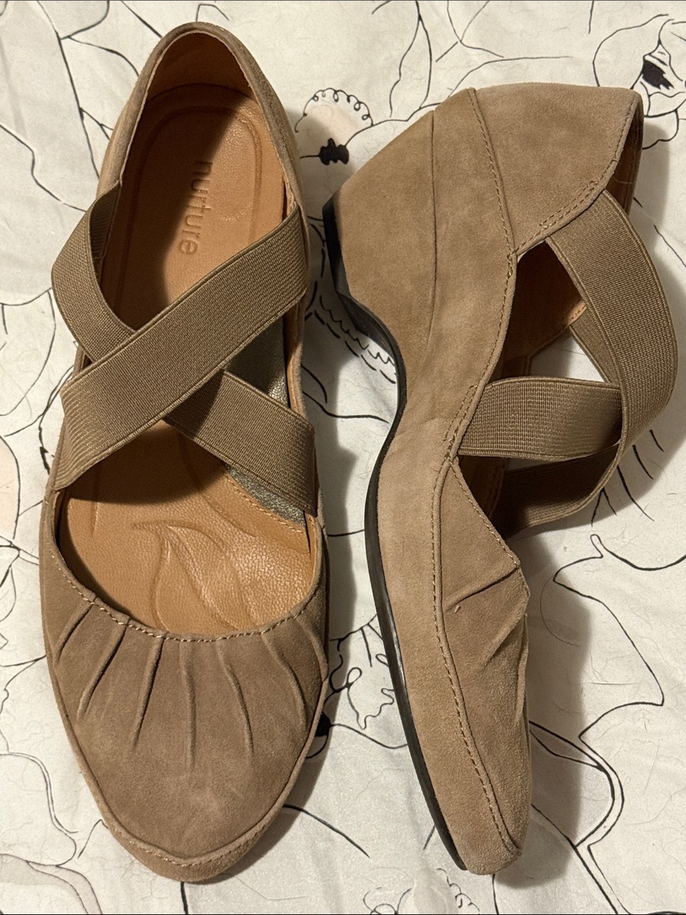Nurture by Lamaze Taupe Suede Crisscross Flats